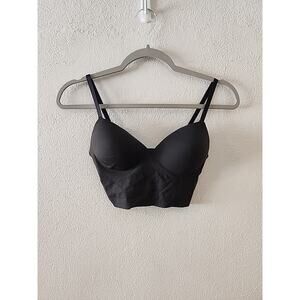 True & Co Bra Womens XS Black True Body Boost V-Neck Wireless Seamless Padded